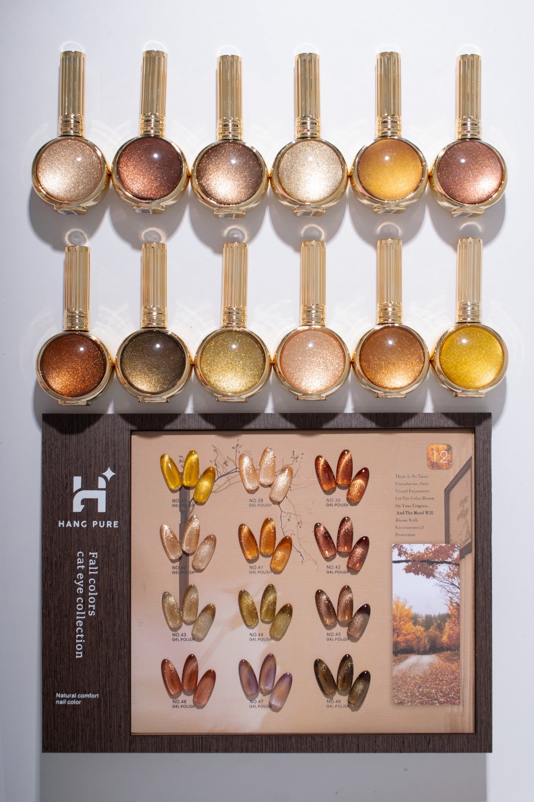 Cat Eye Fall Collection - 12 Colors Gel Polish Set with Display | Magnetic Effect + Base & Top | HEMA-Free, Made in USA