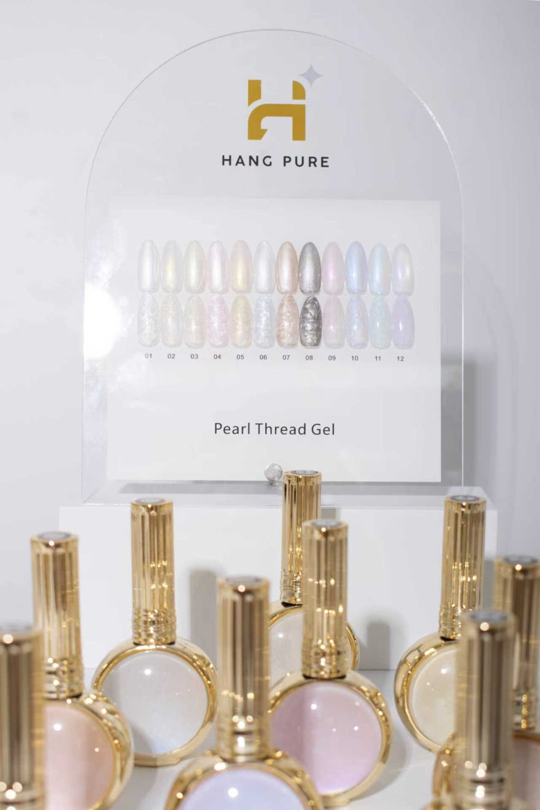 Pearl Thread 18ml Gel Polish Collection – 12 Colors + Display