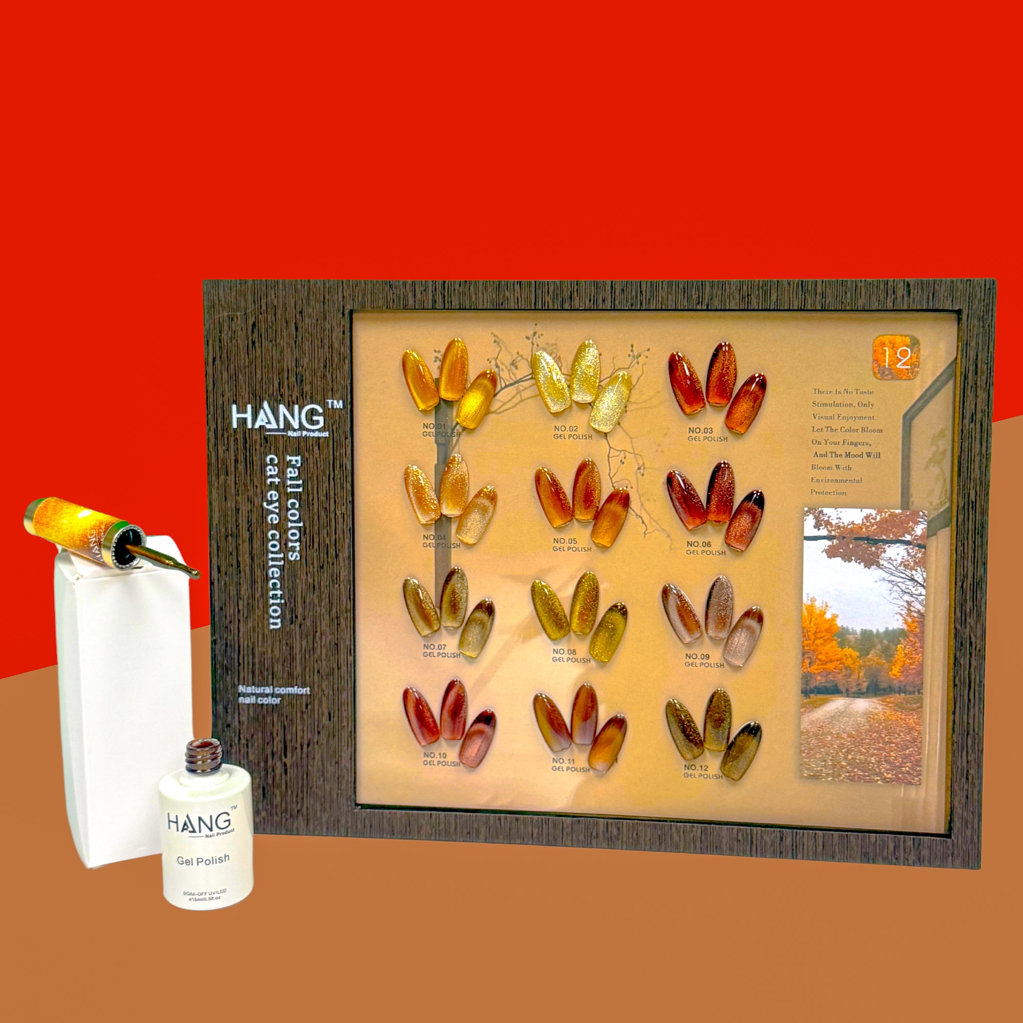 Cat Eye Fall Colors – 12 Colors Gel Polish Set+ Display