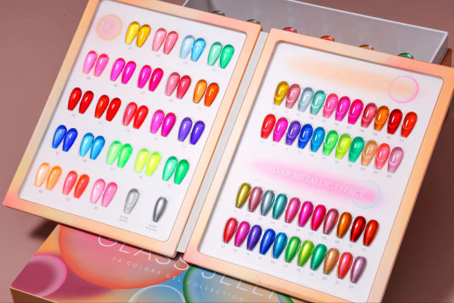 Neon Glass Jelly Gel Set – 24 Vibrant Shades | 15ml + Display