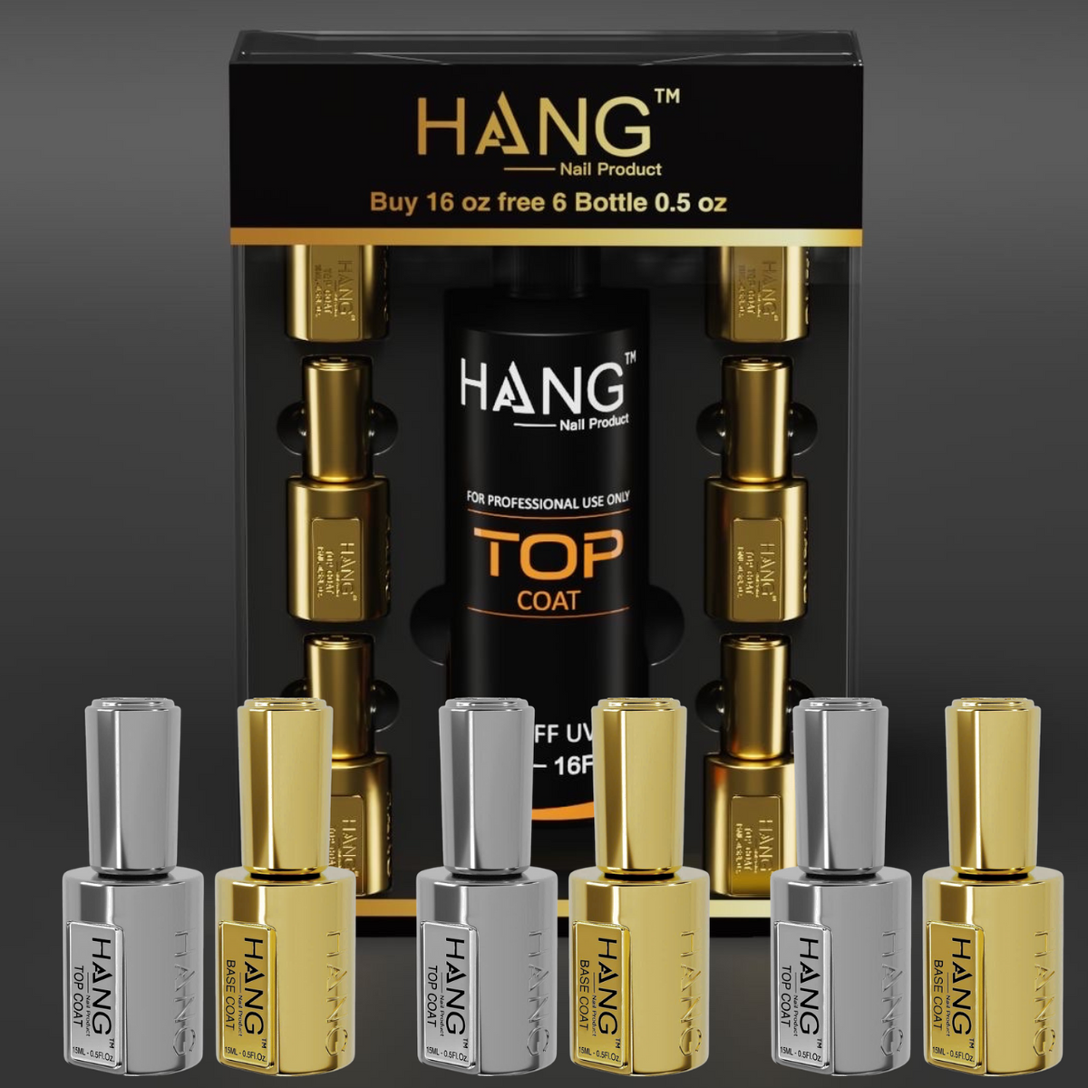 Top Coat Combo – 16oz with 6 Bottles + Extra 3 Duo Base & Top 0.5oz