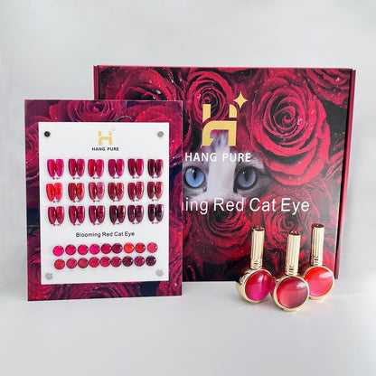Blooming Red Cat Eye – 18 Colors (181–198) | Free Magnet + Free Display