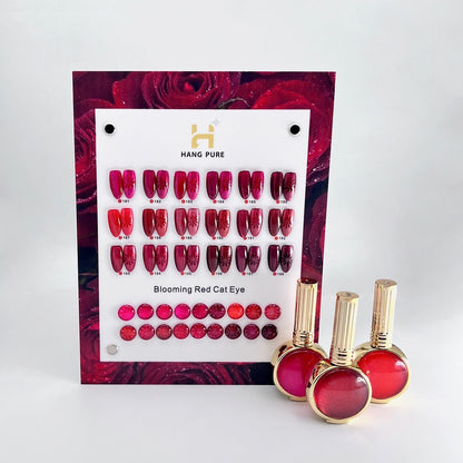 Blooming Red Cat Eye – 18 Colors (181–198) | Free Magnet + Free Display