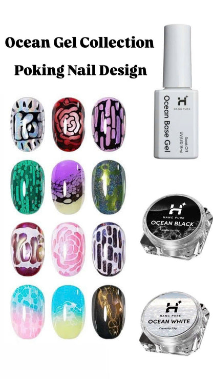 Ocean Gel Nail Collection | Black & White 15g + Base 0.5oz